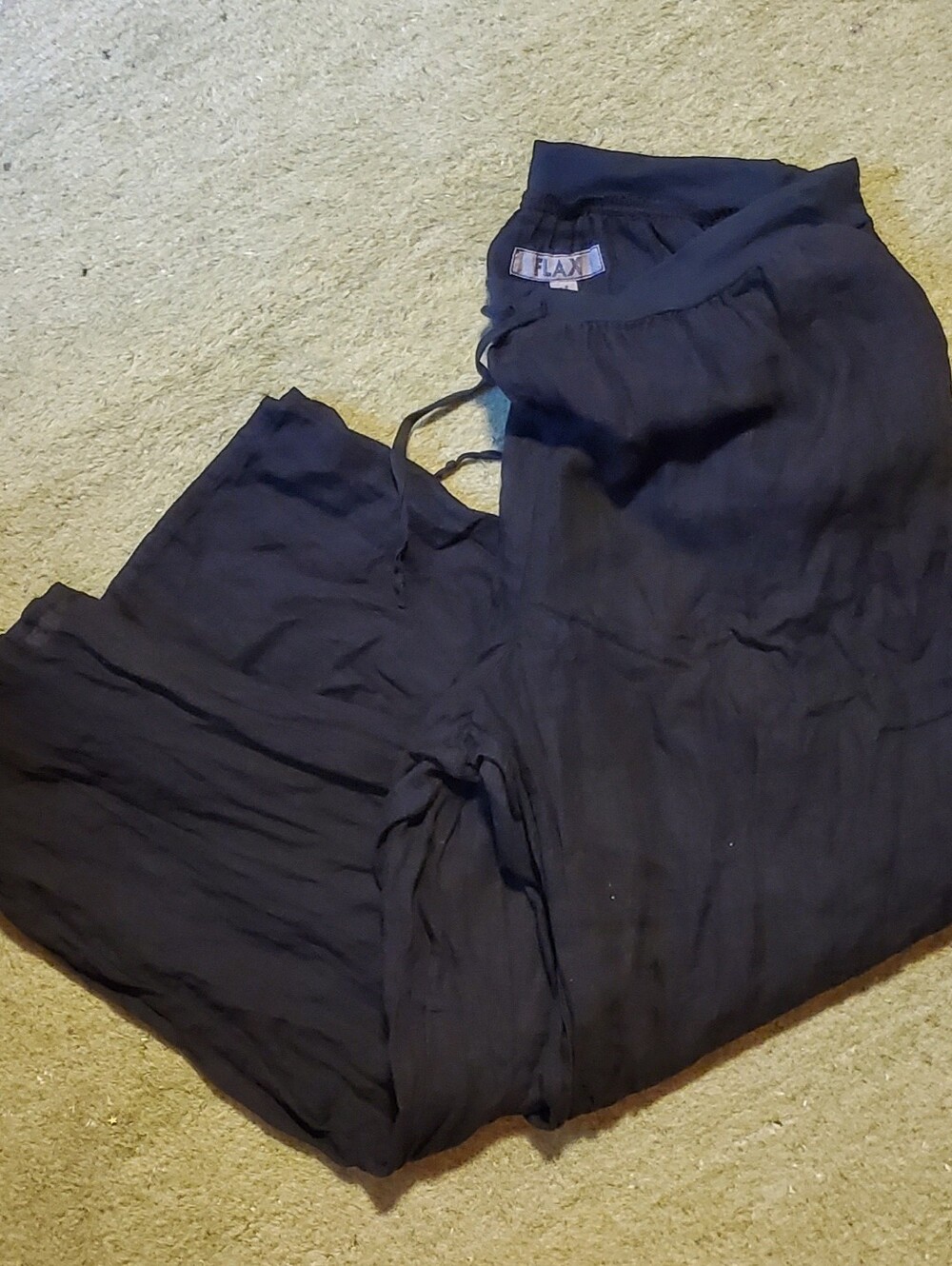 Flax Black Relaxed Linen Trousers